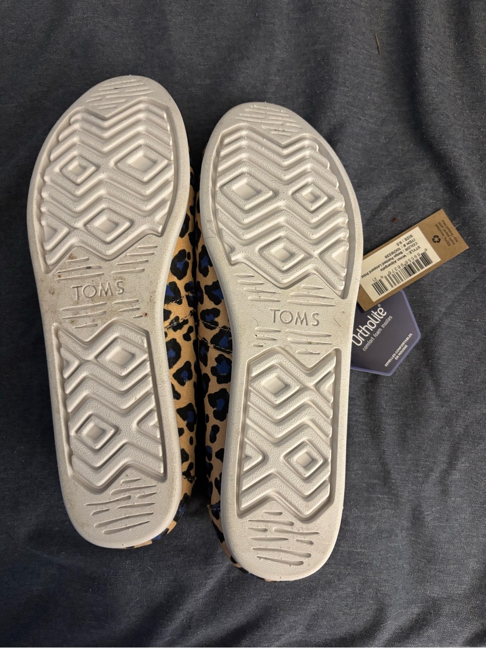 Toms Leopard Print Slip-On Flats - Beige and Blue - Picture 2 of 3